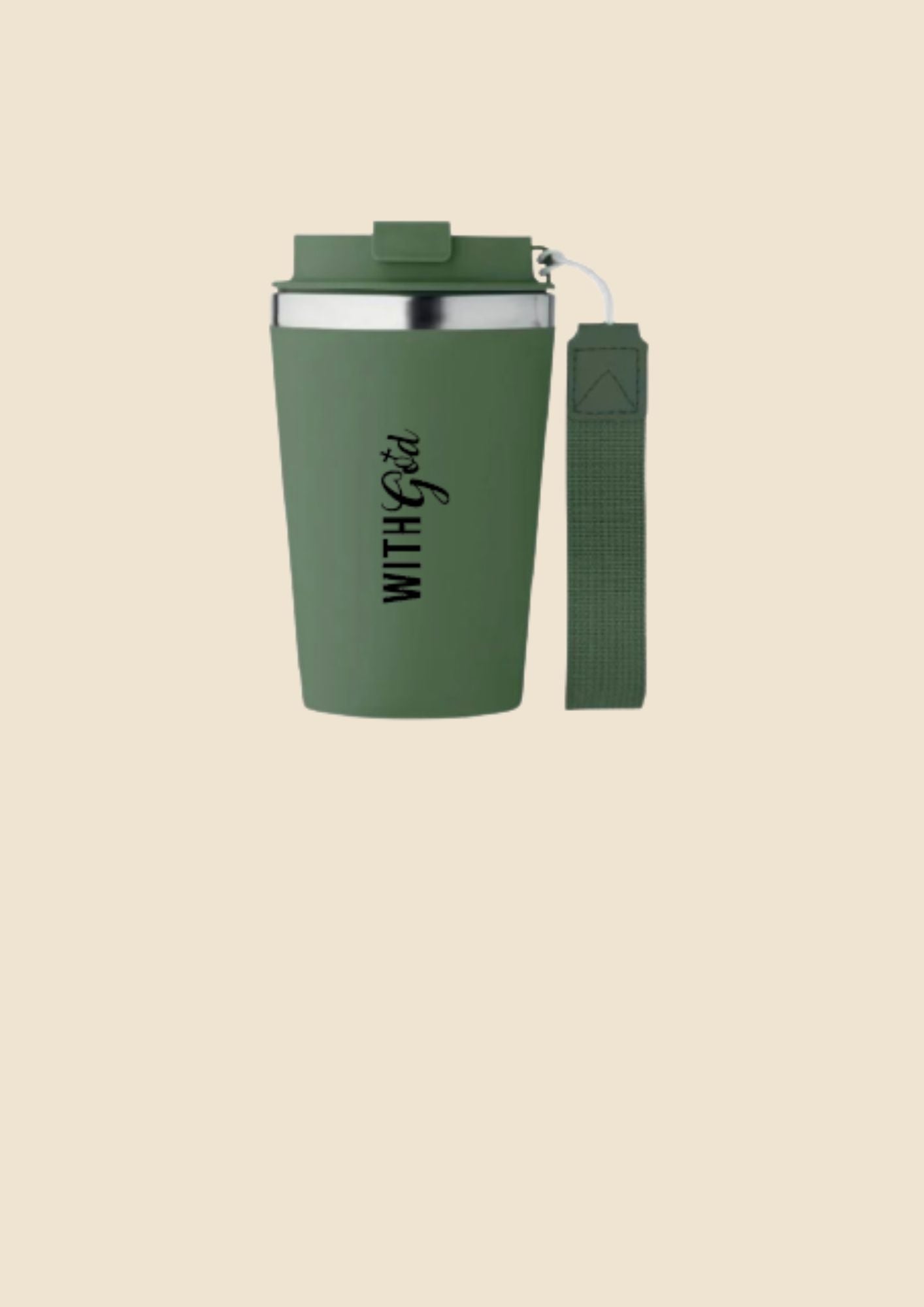 Mug isotherme en acier inoxydable avec sangle