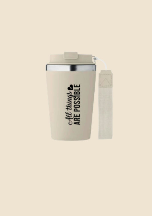 Mug isotherme en acier inoxydable avec sangle