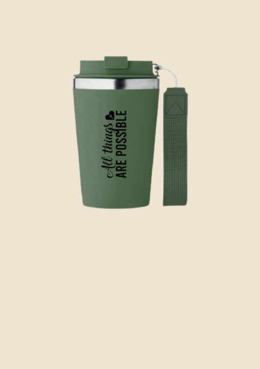 Mug isotherme en acier inoxydable avec sangle