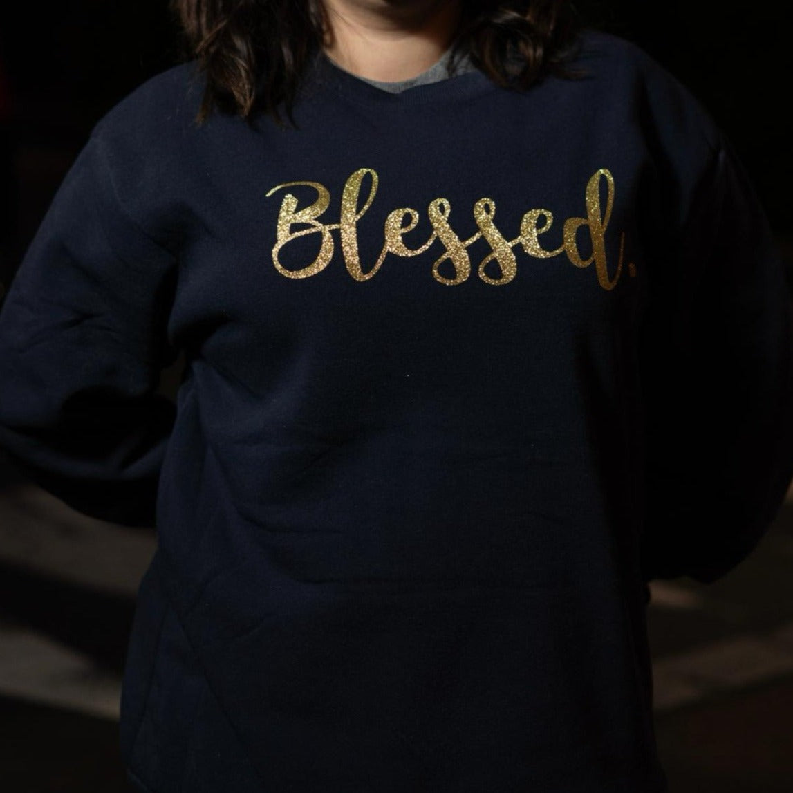 PULL- SWEAT Bleu foncé "Blessed"